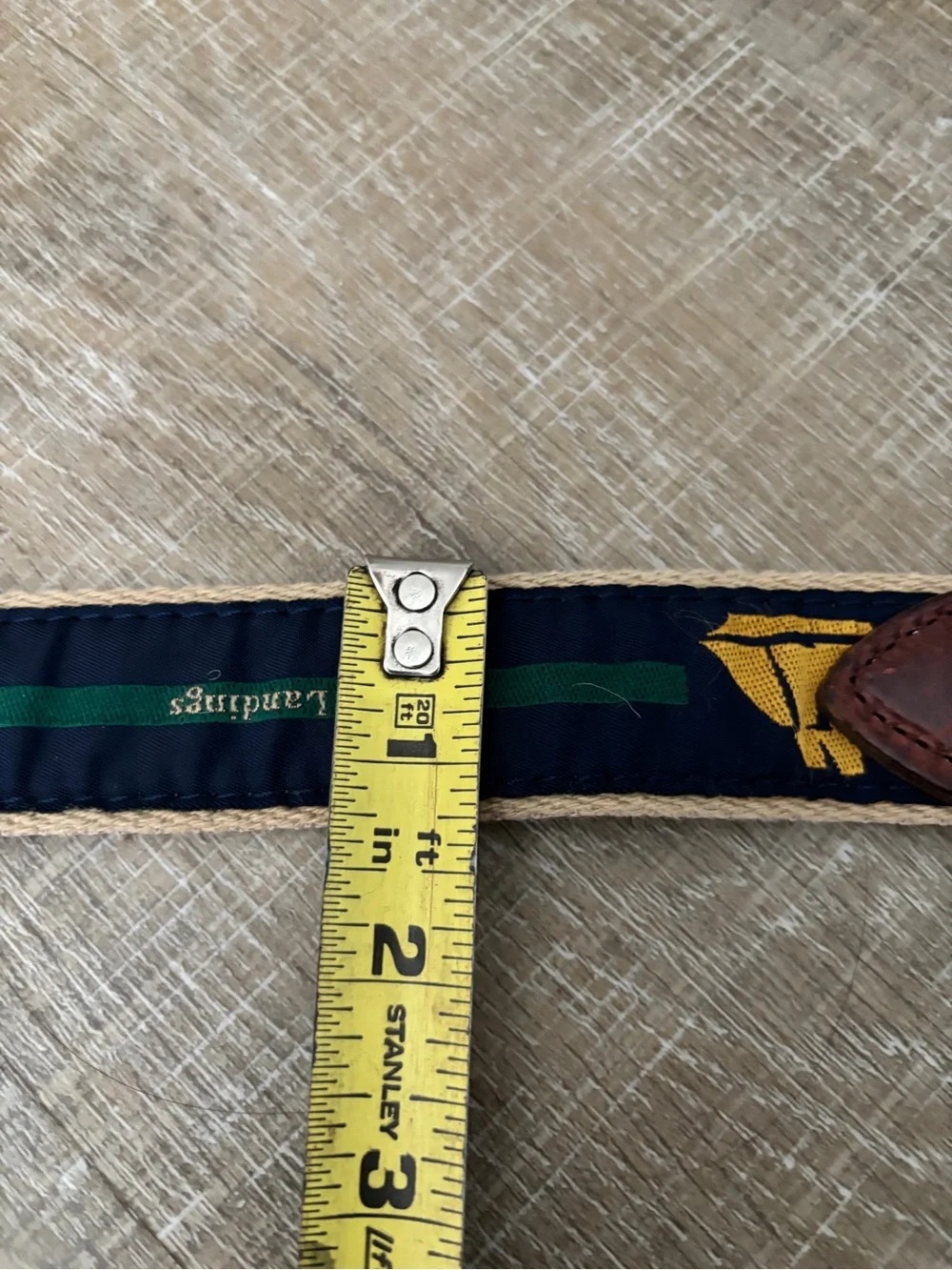 Vintage YRI Golf Belt Mens 32 The Landings Club Georgia Canvas Leather Preppy